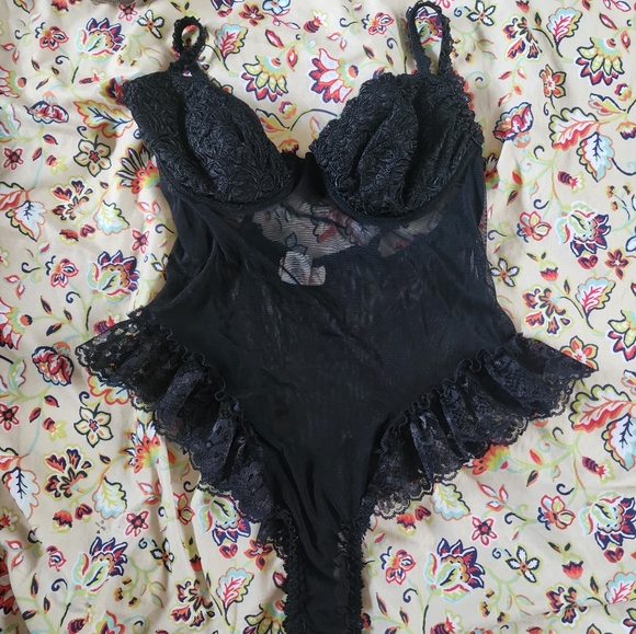 Vintage Inner Most, black thong negligee, M - Picture 1 of 4